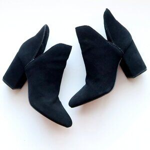 Steve Madden Rookie Black Suede Leather Block Heel Ankle Boots Booties Size 8